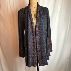 Anthropologie Gray and Blue Patterned Cardigan